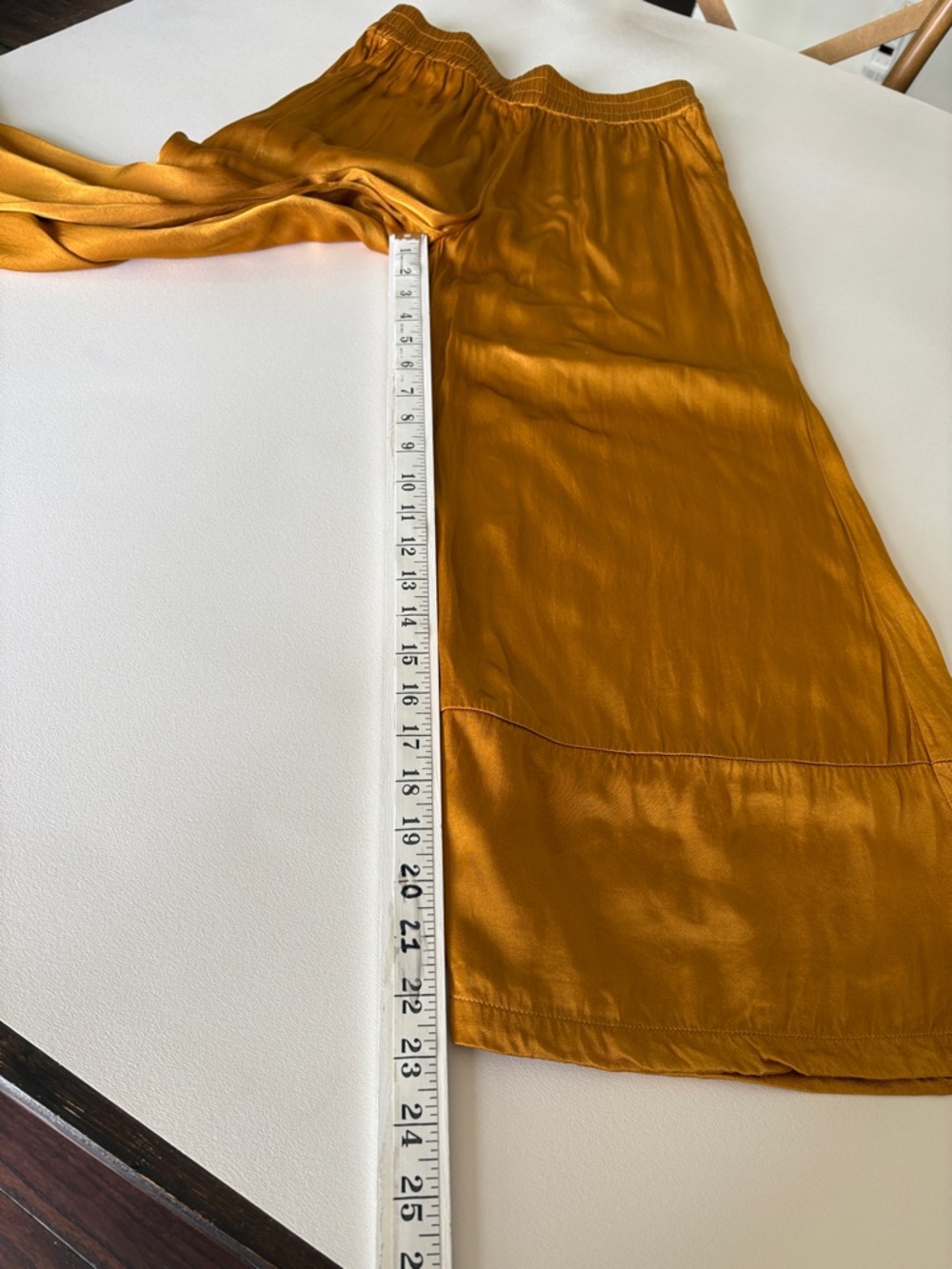 Silence + Noise Kara Satin Culotte Wide Leg Pants Mustard Gold Pull On Size M - Picture 10 of 11